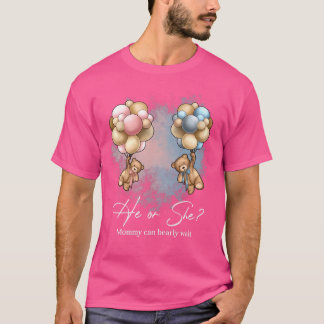 T-shirt Bears Balloons Maman peut attendre avant la révéla