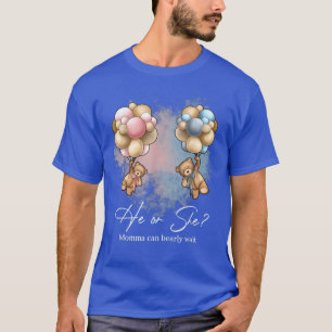 T-shirt Bears Balloons Momma peut attendre avant de révéle