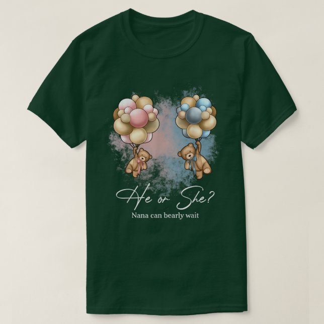 T-shirt Bears Balloons Nana peut attendre avant la révélat (Design devant)