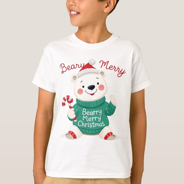 T-shirt Beary Joyeux Ours polaire de Noël (Devant)