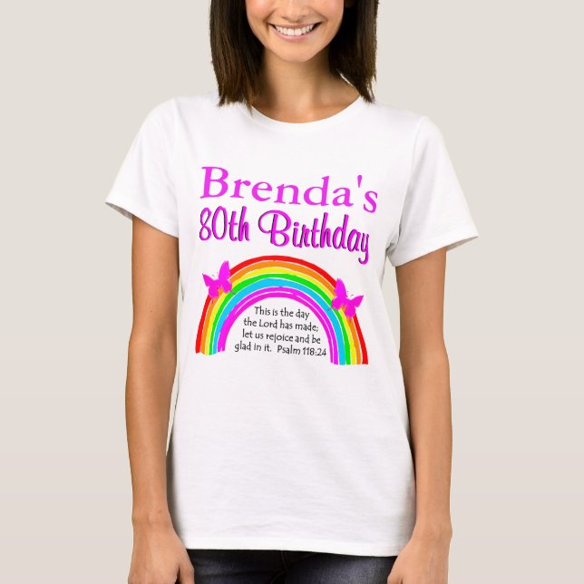 T-SHIRT BEAU 80E ANNIVERSAIRE RAINBOW DESIGN (Devant)