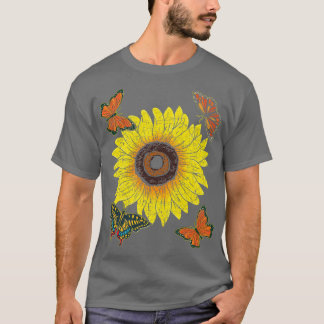 T-shirt Beau Amoureux des animaux de tournesol Lepidopteri