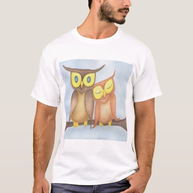 T-shirt Beau Aquarelle Chouette Amateurs (Devant)