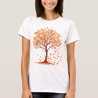 T-shirt Beau arbre d'automne Orange Feuilles d'automne sai