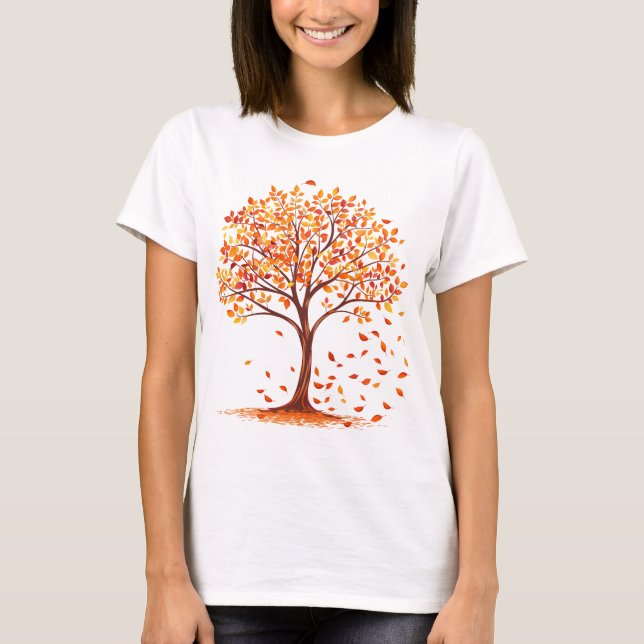 T-shirt Beau arbre d'automne Orange Feuilles d'automne sai (Devant)