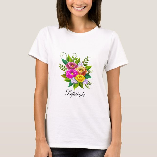T-shirt Beau Bouquet de fleurs colorées (Devant)