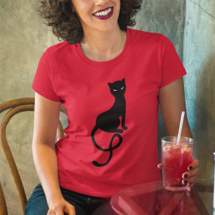 T-shirt Beau chat noir mauvais aimable