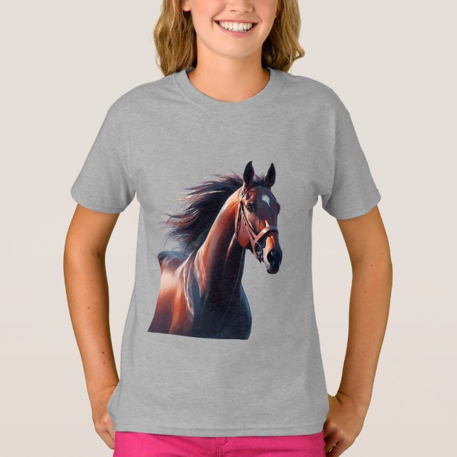 T-shirt Beau Cheval Brown Nom personnalisé (Devant)