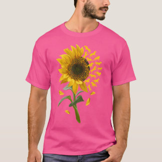 T-shirt Beau cheval de course de fleurs de tournesol