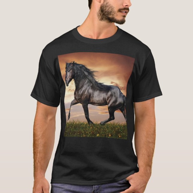 T-shirt Beau Cheval Noir (Devant)