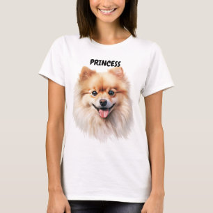 T-SHIRT BEAU CHIEN POMERANIEN ROUGE FACE