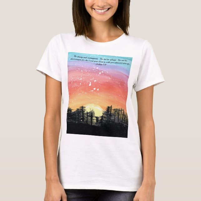 T-shirt Beau coucher de soleil avec vers de Joshua (Devant)