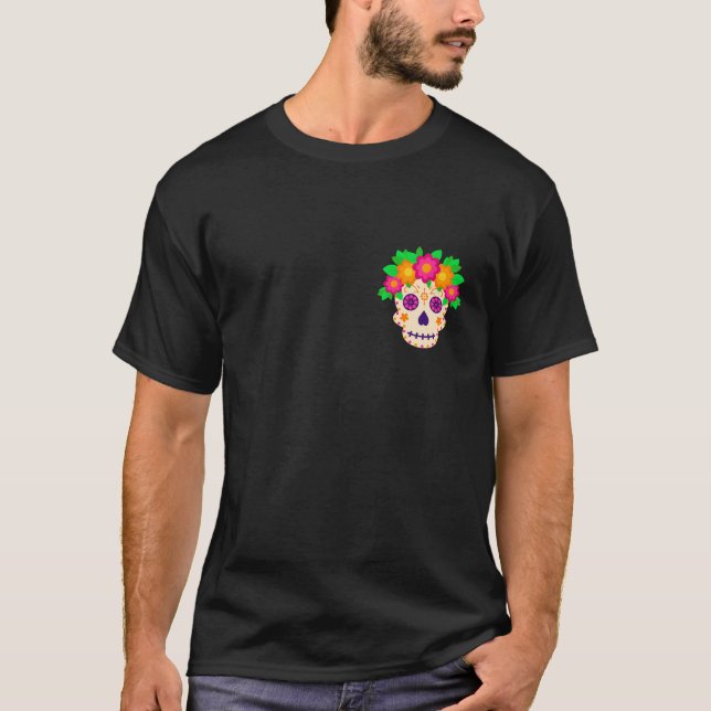 T-shirt Beau crâne avec Fleurs Día de los Muertos (Devant)