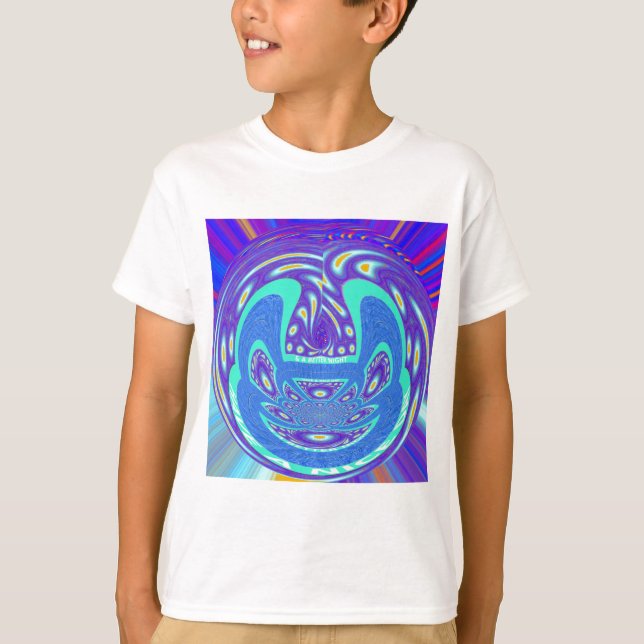 T-shirt Beau cyan bleu kaléidoscope vectoriel design (Devant)