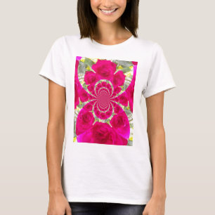 T-shirt Beau Extraordinaire Roses rouges Motif Kaleidoscop