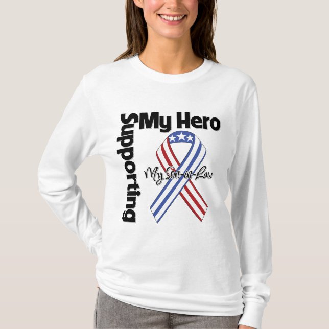 T-shirt Beau-fils - militaires soutenant mon héros (Devant)