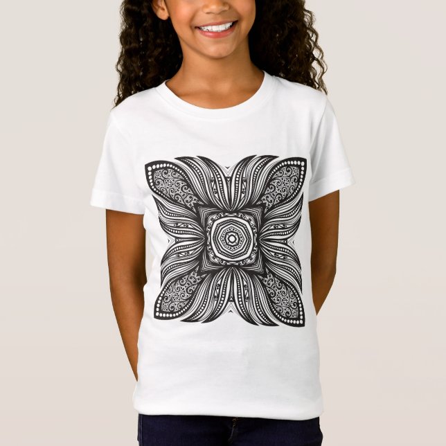 T-Shirt Beau griffonnage de carré de décor (Devant)