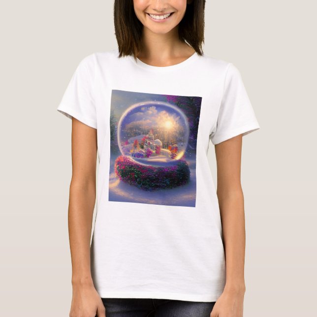 T-shirt Beau Imaginaire Snow Globe Holiday (Devant)