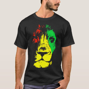 T-shirt Beau Lion Visage Rasta Couleurs Style