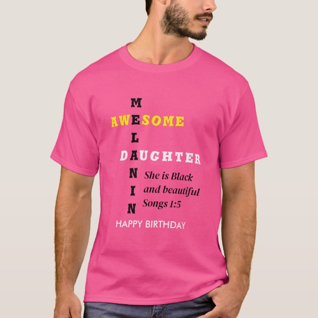 T-shirt BEAU MELANIN FILLE Christian Anniversaire (Devant)