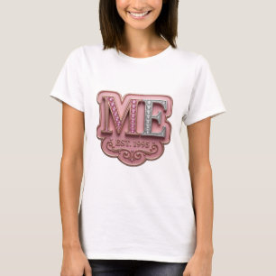 T-shirt Beau motif artistique en argent ME EST 1995