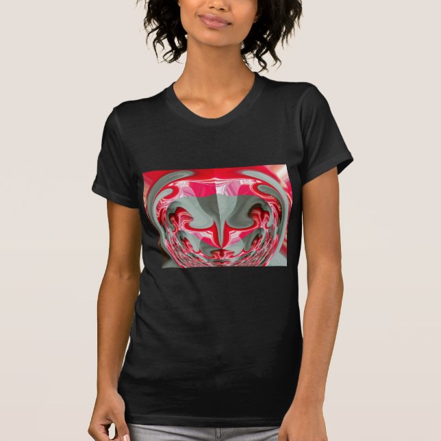 T-shirt beau motif géométrique gris cendré rouge design AR (Devant)