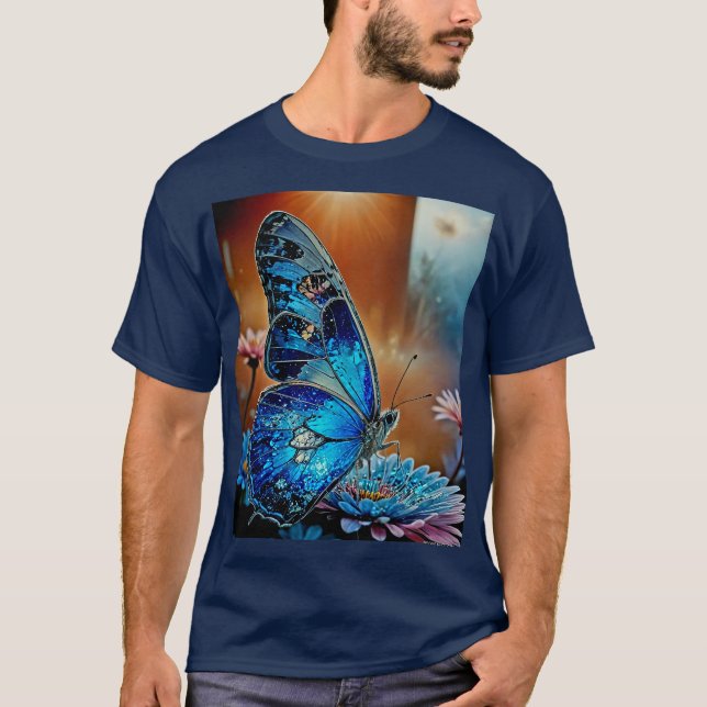 T-shirt Beau Papillon Bleu (Devant)