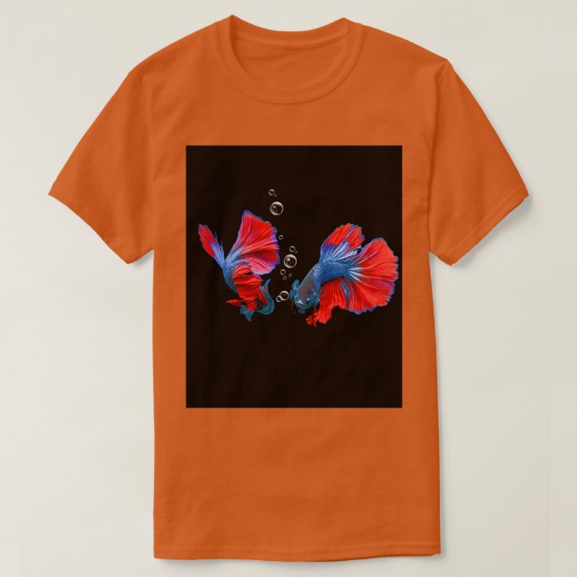 T-shirt Beau Poisson Betta Avec Bulles (Design devant)