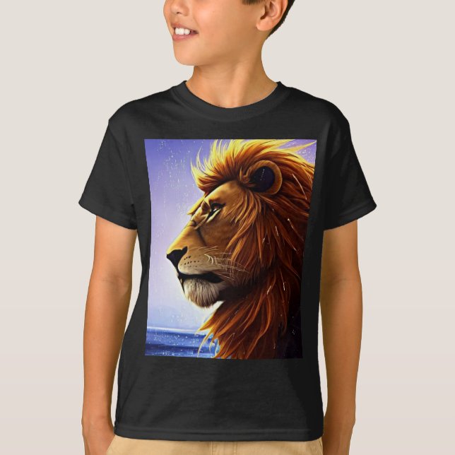 T-shirt Beau Portrait de Lion en mer Enfant personnalisé (Devant)