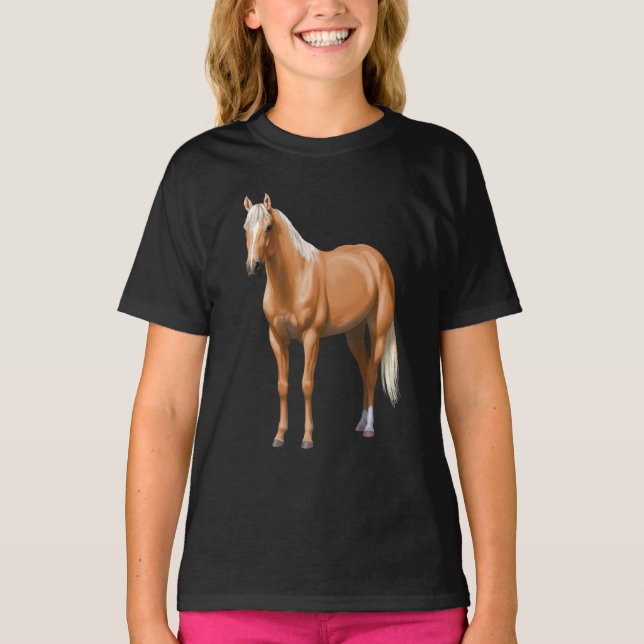 T-shirt Beau Stallion Cheval Palomino Quarter (Devant)