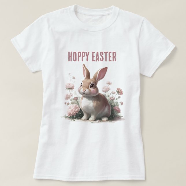 T-shirt Beau tourbillon Pâques Pastel Bunny Floral (Design devant)