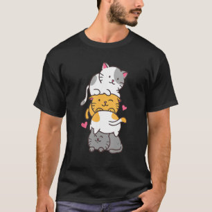 T-shirt Beaucoup de chats mignons Jouer rond Puzzle Cat-ma