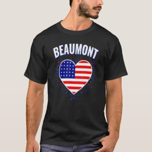 T-shirt Beaumont Us Flag Heart City 4 juillet American F