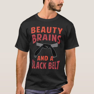 T-shirt Beauté Cerveau Et Ceinture Noire - Drôle Fille De