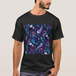 T-shirt Beauté de l'océan rose et violet