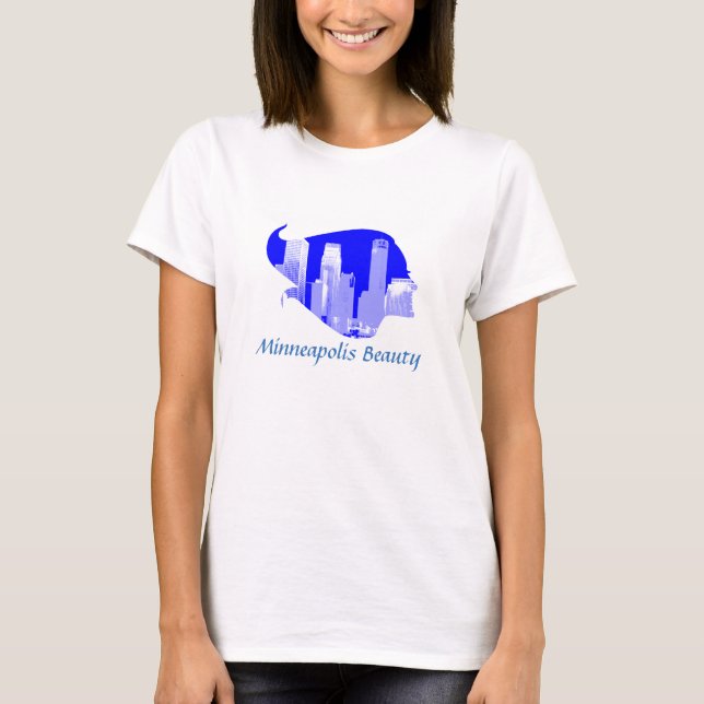 T-shirt Beauté de Minneapolis dans bleu et blanc (Devant)