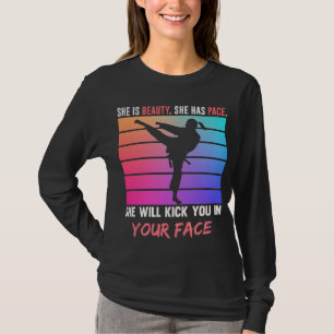 T-shirt Beauté Karate Girl Kick You Taekwondo Jiu Jitsu