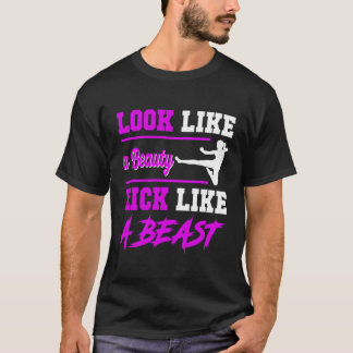 T-shirt Beauté Kick Like A Beast Design Kickboxing
