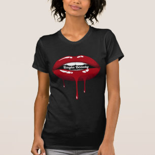 T-shirt Beauté Luxueuse Or Glamour Rouge Gouttes Gouttant 