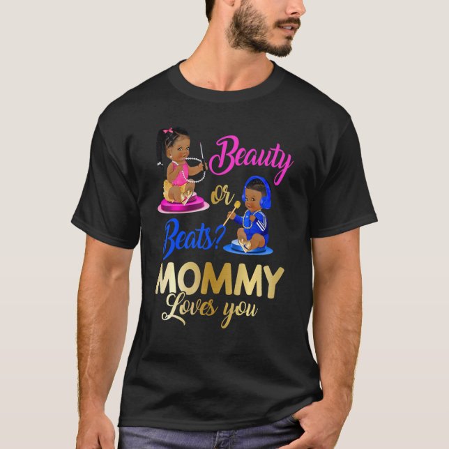 T-shirt Beauté Mignonne Ou Beat Maman Aime Vous Sexe Révél (Devant)