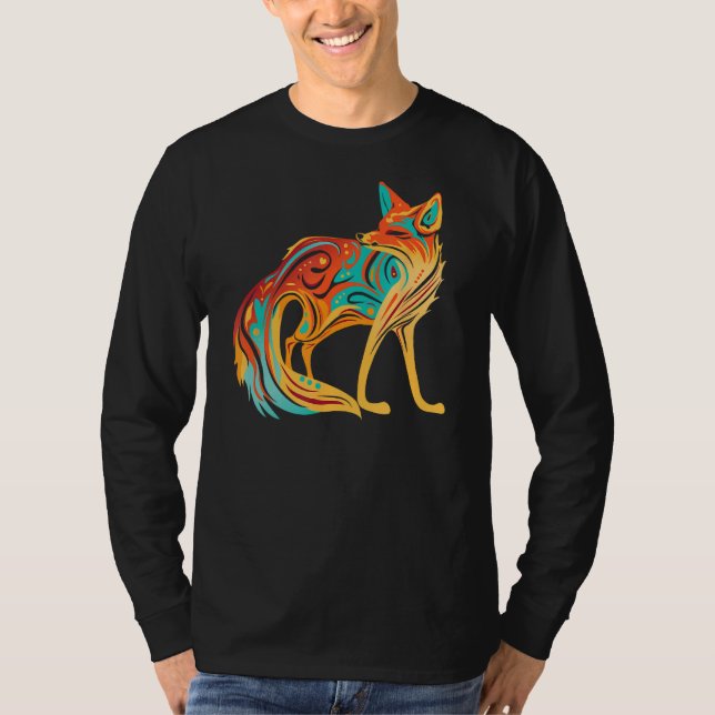 T-shirt Beautiful Artistic Fox Animal (Devant)