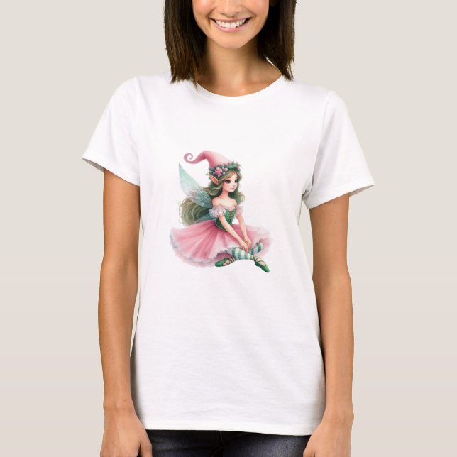 T-shirt Beautiful Fairy Gnome with Striped Tights Women's  (Devant)