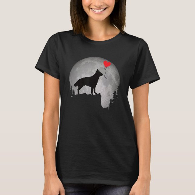 T-shirt Beautiful German Shepherd Dog Silhouette Moon Shep (Devant)