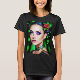 T-shirt Beautiful goddess of the forest with green eyes