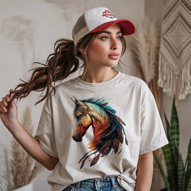 T-shirt Beautiful Horse with Feathers (Créateur téléchargé)
