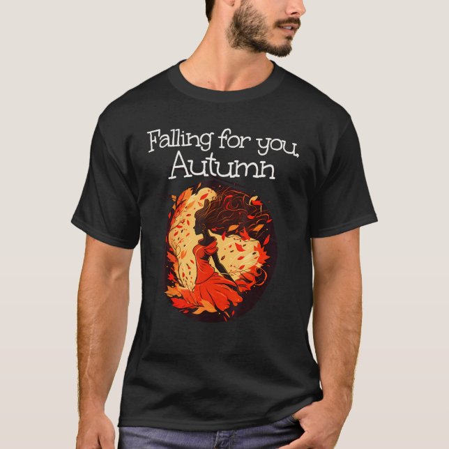 T-shirt Beautiful Leaves Lady falling for Autumn (Devant)