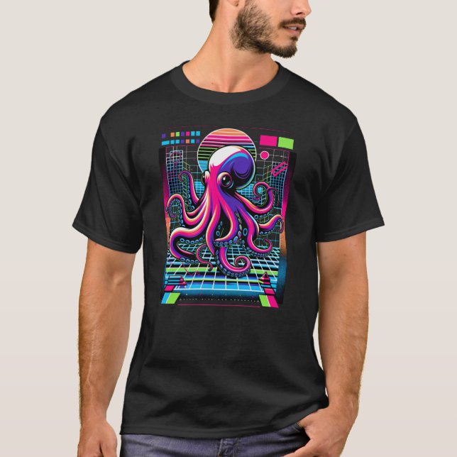 T-shirt Beautiful Octopus Animal watching on Zoo Safari Oc (Devant)