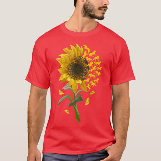 T-shirt Beautiful Sunflower Horse Racing Flower Equestrian