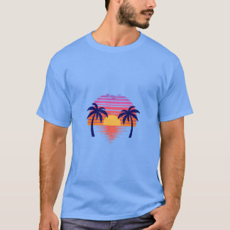 T-shirt Beautiful sunset scene with palm trees