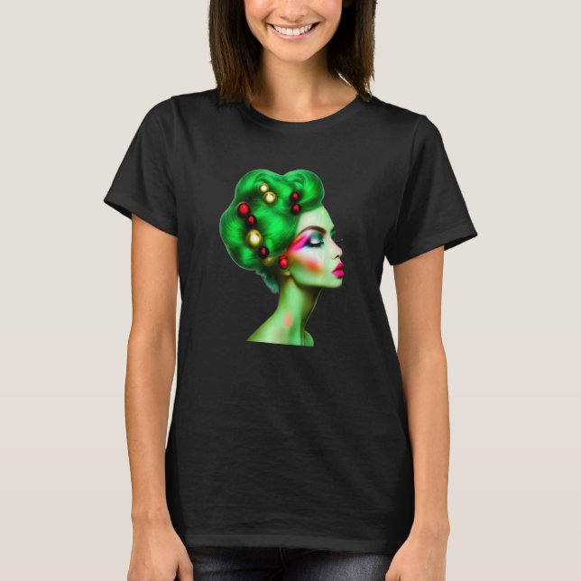 T-shirt Beautiful Woman Silhouette Fancy Xmas Decoration H (Devant)